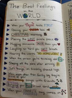 the best feelings in the world written on a notebook