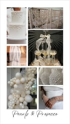 a collage of photos with pearls and dresses