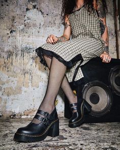 Eviee Sendal Leather Heeled Shoes | Dr. Martens Doc Martens Heels, Comfortable Leather Shoes, Doc Martens Style, Mary Jane Shoe, Doc Martens Outfit, Zapatos Mary Jane, Dr Martens Womens, Yellow Heels, Heels Outfits