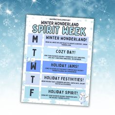 the winter wonderland spirit week poster