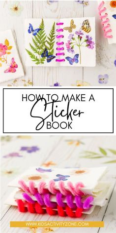 the how to make a stitcher book is shown with flowers and butterflies on it