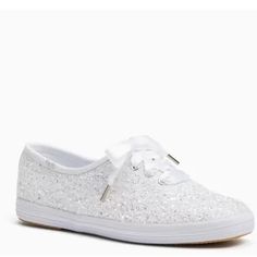 Keds X Kate Spade Glitter Sneaker Bride/Bridal/Bachelorette/White In Perfect Condition Never Worn New White Out Box From Smoke Free Environment Size 9 Usa Bundle And Save On Shipping Comfortable Black Shoes, Pink Glitter Shoes, Kate Spade Wedding, Kate Spade Keds, Wedding Sneakers, 6 Inch Heels, Looks Party, Glitter Sneakers, Glitter Shoes