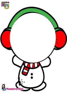 a drawing of a snowman with headphones on