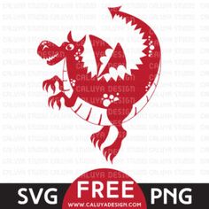 a red and black silhouette of a dragon on a white background with the words svg free