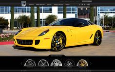 a yellow sports car parked in front of a building