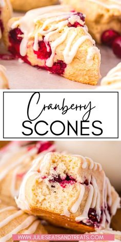 cranberry scones with white icing and drizzled on top