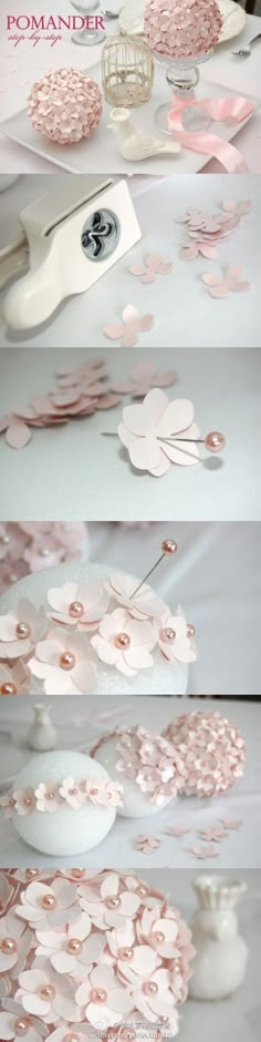 the process of making paper flowers is shown