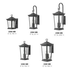 four different types of outdoor lights with measurements