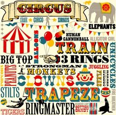 an image of circus typograms and other things to see on this poster