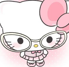 an image of a hello kitty with glasses