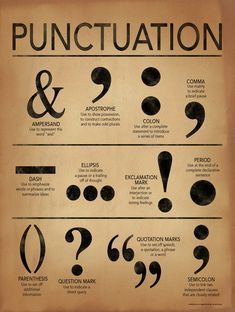 an old poster with different types of punctuation