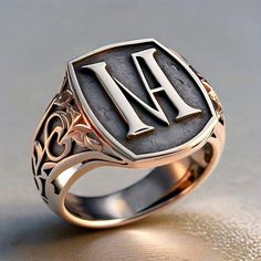 Discover our exquisite Custom Initial Letter Vintage Monogram Silver Signet Ring. This unique piece combines the elegance of a vintage ring with the personal touch of an initial letter ring. Crafted from high-quality silver, our monogram ring is the perfect custom ring for anyone seeking a timeless and personalized accessory. Whether you're looking for a silver signet ring for yourself or a thoughtful gift, this custom monogram ring is sure to impress. Care instructions: * Keep Jewellery away fr Monogram Signet Ring, Elegant Jewelry With Letter Print For Gift, Vintage Initials Jewelry For Anniversary, Vintage Monogram Signet Ring For Gift, Vintage Monogram Signet Ring Gift, Vintage Silver Jewelry With Name Detail, Vintage Jewelry With Initials For Anniversary, Vintage Jewelry With Initials For Promise Ring, Antique Initial Ring For Wedding