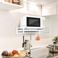 PRICES MAY VARY. ★【Sturdy Frame】 Made of carbon steel, processed by stoving paint, the bracket could hold up to 44 LB(20kg). ★【Compatible Dimension】 Dimension of the shelving board is 22.5×14 inches(58×36 cm), support most household electric oven. ★【Wall Mount】 Give the flexibility to mounting better place other than table platforms, expansion anchors stabilize the rack firmly. ★【Life Assistant】 This bracket is aimed to save your valuable kitchen space and time in picking auxiliary cooking dinin Mount Microwave, Hanging Microwave, Mounted Microwave, Microwave Oven Shelf, Oven Shelf, Microwave Shelf, Space Saving Kitchen, Kitchen Size, Kitchen Storage Rack