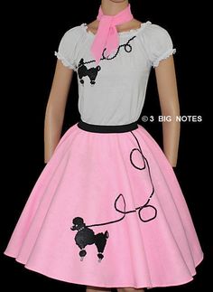 3Pc Pink 50's Poodle Skirt Girl Age 4/5/6 Sz Small L18" Gray Poodle Skirt, Poodle Skirt Pattern Kids, Poodle Skirt Plus Size, Pink Ladies Poodle Skirt, Throwback Dress Up Day, Retro Pink Cotton Skirt, Poodle Skirt 50s, Poodle Applique, Poodle Skirt Outfit