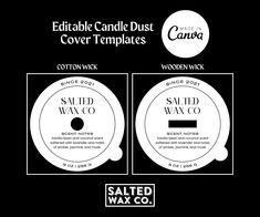 the cover artwork for salted wax co's edible candle dust covers templates