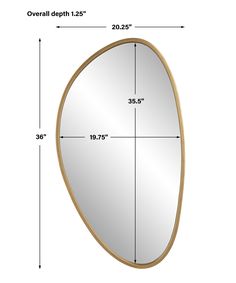 an oval mirror is shown with measurements