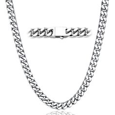 PRICES MAY VARY. 【MEN CUBAN CHAIN】- The men's cuban link chain features a durable lobster clasp, which is sturdy for wear-not easy to break. 【MATERIAL & SIZE】- 316L Stainless Steel/18K Gold/Black Metal Plated, Long-lasting, No Fade AND Non Tarnish. 5mm/7mm/9mm/11mm width, 18/20/22/24/26/28/30 inch length. 【STRONG CHAIN】- Durable & Nickel-Free & Anti-Allergies, The surface of curb chain necklace is comfortable and smooth and won't scratch your neck, these cuban chains choose from high-quality 316 Cuban Chains, Necklace For Men, Chain Necklaces, Cuban Link Chain, Cuban Chain, Cuban Link, Steel Necklace, Stainless Steel Necklace, Chain Link Necklace