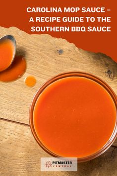 a bowl of soup with spoons next to it and the title carolina map sauce - a recipe guide to the southern bbd sauce