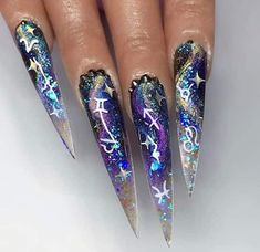 Crystal Inspired Nails, Zodiac Nails Designs, Zodiac Nail Designs, Zodiac Nails, Magical Nails, Bride Things