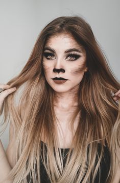 Halloween Wolf Makeup, Wolf Eyes Makeup, Werewolf Halloween Costume Women, Cute Wolf Makeup, Werewolf Halloween Makeup, Wolf Makeup Halloween, Chewbacca Makeup, Wolf Halloween Makeup