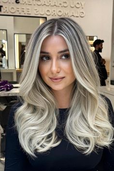 39 Adorable Balayage Hairstyles for Blondes and Brunettes Alike Root Smudge Blonde Balayage, Ice Blonde Balayage, Hairstyles For Blondes, Blonde Dimensional Hair, Platinum Balayage, Ombre Blonde Hair, Beige Blonde Balayage