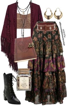 Fairycore Aesthetic Outfits Fall, Female Hipster Fashion, Everyday Viking Style, Stevie Nicks Summer Outfits, Shawl Outfits Summer, Paisley Maxi Skirt, Indie Witch Aesthetic Outfit, Season Of The Witch Aesthetic Outfit, Witch Skirt Outfit