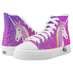 Unicorn Purple Pink Glitter Sparkle Fairytale High-top Sneakers, Women's, Size: US Men 4 / US Women 6, Light Pink / Dark Magenta / Plum Gender: female. Age Group: adult. Frozen Headband, Unicorn Purple, Shoe Painting, Unicorn Shoes, Unicorn Fashion, Dark Magenta, Barbie Diy, Pink Dark, Unicorn Gifts