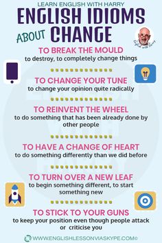 the english idioms about change poster is shown with instructions to learn how to use it