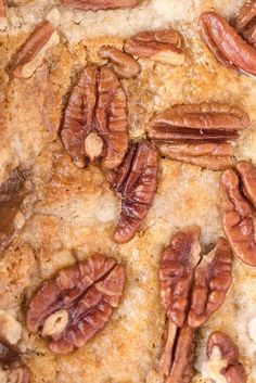 there are many pecans on top of the pie