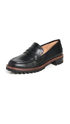 PRICES MAY VARY. Rubber sole Contrast welt stitching Heel: 1.5in / 35mm Stacked heel Round toe A timeless classic, these Madewell loafers feature a traditionally styled upper in rich brown leather, as well as a substantial lug sole. Jeans, trousers, and skirts will all work well with this pair. Madewell Loafers, Classic Girl, Black Loafers, Work Clothes, Kids Luggage, Luxury Store, Lug Sole, Pharmacy Gifts, Stacked Heel