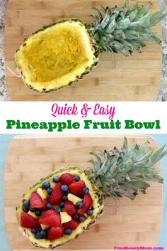 pineapple fruit bowl with berries and blueberries in it