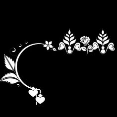 a black and white image of flowers with leaves on the border, in an artistic manner