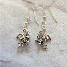 Brand New And Never Worn Silver Tone Dragon Earrings! From A Smoke And Pet Free Home! Free People Earrings, Anthropologie Earrings, Gold Star Earrings, Murano Glass Earrings, Beautiful Stud Earrings, Dragon Earrings, Chanel Earrings, Gold Earrings Dangle, Pearl Stud Earrings