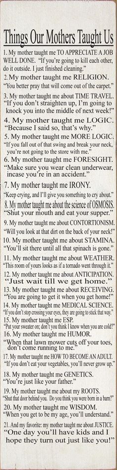 an old newspaper page with the words things our mothers taught us