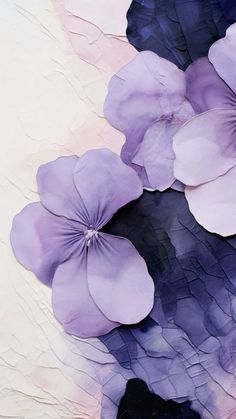 an abstract painting of purple flowers on white paper