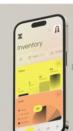 an iphone with the inventory section open and icons displayed on it's display screen