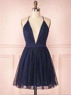 A Line V Neck Navy Blue Short Prom Dresses, Navy Blue Homecoming Dress – Shiny Party Blue Short Prom Dresses, Prom Dresses Navy Blue, Navy Blue Homecoming Dresses, Blue Short Dresses, Prom Dresses Navy, Navy Blue Homecoming Dress, Navy Blue Short Dress, Tulle Cocktail Dress, Dresses Navy Blue