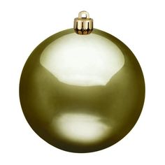 a shiny green ornament on a white background