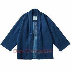 Vintage Kimono Worker Chore Jacket Men's Indigo Coat Jacket Size:S-3XL Color:Blue Material:Cotton Description:   Note: 1.Measured by hand ,may 1-2cm error.measure yourslef before order it. 2.As different computers display colors differently, the color of the actual itemmay vary slightly from the above images. 3.We can not guarantee 100% the customers can fit the shoes because of the individual size.We appreciate your understanding       Payment Delivery details Shipping Method: Air Mail(18-25 wo Blue Cotton Outerwear With Stand Collar, Japanese Jacket, Indigo Plant, Kimono Vintage, Casual Kimono, Mens Jackets Casual, Vintage Japanese Kimono, Chore Jacket, Kendo