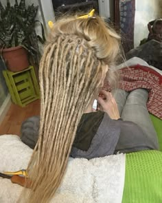 Dreads With Extensions, Human Hair Dread Extensions, Dread Hair Extensions, Blonde Dreadlocks, Dread Hair, Short Dreads, Dreads Extensions, Hair Dreads