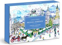 The Michael Storrings 12 Days of Christmas Puzzle Calendar Set from Chronicle Books enchants with its festive city scene reminiscent of the 12 Days of Christmas, featuring snow, ice skaters, a horse-drawn carriage, and decorated buildings, similar to an Advent Puzzle Calendar for adding holiday cheer. Michael Storrings, Anthropologie Holiday, The 12 Days Of Christmas, Christmas Puzzle, Christmas Calendar, New Puzzle, Holiday Calendar, Twelve Days Of Christmas, Puzzle Set