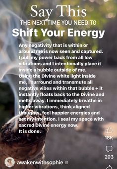 Spells For Energy And Motivation, Energy Healing Quotes, Smudging Prayer, Cleansing Energy, Healing Affirmations, Energy Healing Spirituality, Awakening Quotes, Spiritual Cleansing, Affirmations For Happiness