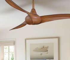 A truly unique design from Minka Aire The Wave draws inspiration from the oceans gracefully and tubular wave formations In addition to its creatively contemporary design, the Minka Aire Wave Ceiling Fan features a 52 in blade span and includes a handheld remote and a 6 in downrod Minka Aire Wave 52-in Distressed Koa Indoor Ceiling Fan and Remote (3-Blade) | F843-DK Natural Wood Ceiling Fan With Light, Wabi Sabi Ceiling Fan, Beach Ceiling Fan, Cool Ceiling Fan, Large Ceiling Fan Living Rooms, Aesthetic Ceiling Fan, Vaulted Ceiling Fan, Coastal Ceiling Fans With Lights, Ceiling Fan Living Room