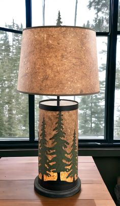 Rugged Pine Tree Accent Table Lamp w/ Night Light Metal Plant Hangers, Moose Decor, Rustic Lamp, Rustic Table Lamps, Office Den, Rustic Wall Mirrors, Metal Wall Shelves, Metal House Numbers, Deer Decor