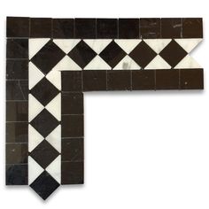 a black and white tile design with an arrow in the center on a white background