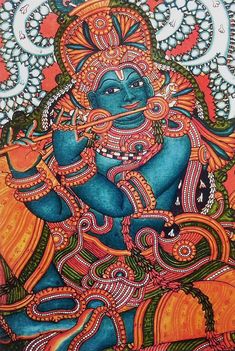 Kerala Art, Krishna Playing Flute, Playing Flute, Kalamkari Painting, Krishna Painting, Indian Art Paintings, Wallpaper Images