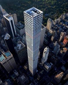 an aerial view of the skyscrapers and surrounding buildings in new york city, ny