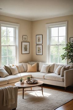 a living room filled with furniture and windows