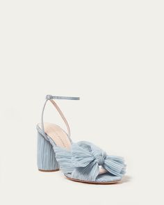 Shop the Camellia blue bow heel at Loefflerrandall.com Blue Wedding Shoes, Mid Heel Sandals, Bow Heels, Blue Heels, Loeffler Randall, 2 Inch Heels, Blue Bow, Sport Sandals, Something Blue