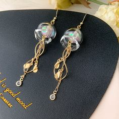 Clear Dangle Earrings For Pierced Ears, Aquatic Jewelry, Jellyfish Earrings, Blue Jellyfish, Earrings Beach, Earring Ideas, Jewelry Lookbook, Earrings Cute, Beach Vibes